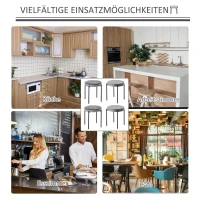 HOMCOM set van 4 eetkamer krukken stapelbaar kruk keuken kruk barkruk fluwelen touch moderne keuken eetkamer polyester staal grijs 41,5 x 41,5 x 46 cm(m-7)