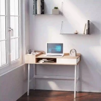 HOMCOM bureau, computertafel, bureautafel, werktafel, pc-tafel, veelzijdig inzetbaar met zes opbergvakken, lade, breed tafelblad voor studeerkamer, kantoor en woonkamer naturel 100 x 55 x 81,5 cm(m-2)