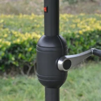 Outsunny parasol buiten parasol met solarverlichting LED zonwering staal aluminium polyester donkergrijs Ø 266 x 245 h cm(m-11)