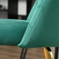 HOMCOM set van 2 keukenstoelen eetkamerstoelen met rugleuning polyester stof metalen poten groen + goud 52 x 52 x 81 cm(m-9)