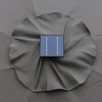 Outsunny parasol buiten parasol met solarverlichting LED zonwering staal aluminium polyester donkergrijs Ø 266 x 245 h cm(m-8)