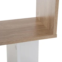 HOMCOM boekenplank S-vormige staande kast opbergkast kast met 4 niveaus bevestigingsonderdeel moderne scheidingswand spaanplaat natuurlijk hout + wit 60 x 24 x 148 cm(m-9)