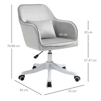 Vinsetto massage bureaustoel kantoorstoel computerstoel draaistoel werkstoel met trilfunctie armsteunen in hoogte verstelbaar fluweel grijs 55 x 65 x 79-89 cm(m-4)