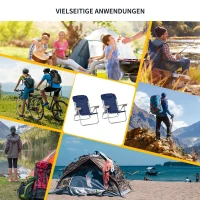 Outsunny set van 2 campingstoel klapstoel tuinstoel met armleuningen strand balkon inklapbaar metaal oxford stof blauw 69 x 62 x 73,5 cm(m-7)