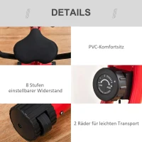 HOMCOM hometrainer fietstrainer 1,5 kg vliegwiel hometrainer met 8 verstelbare magnetische weerstandswielen staal ABS rood + zwart 97-107 x 53 x 22 cm(m-4)