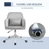 Vinsetto massage bureaustoel kantoorstoel computerstoel draaistoel werkstoel met trilfunctie armsteunen in hoogte verstelbaar fluweel grijs 55 x 65 x 79-89 cm(m-7)