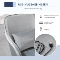 Vinsetto massage bureaustoel kantoorstoel computerstoel draaistoel werkstoel met trilfunctie armsteunen in hoogte verstelbaar fluweel grijs 55 x 65 x 79-89 cm(m-5)
