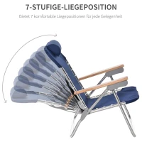 Outsunny set van 2 campingstoel klapstoel tuinstoel met armleuningen strand balkon inklapbaar metaal oxford stof blauw 69 x 62 x 73,5 cm(m-6)