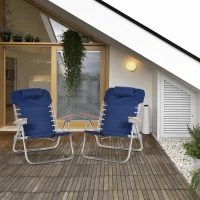 Outsunny set van 2 campingstoel klapstoel tuinstoel met armleuningen strand balkon inklapbaar metaal oxford stof blauw 69 x 62 x 73,5 cm(m-2)