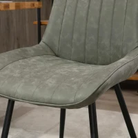 HOMCOM 2-delige set eetkamerstoel keukenstoel met rugleuning metalen poten retro-stijl kunstleer staal grijs 53 x 62 x 88 cm(m-8)