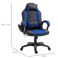 HOMCOM Bureaustoel sportstoel massagestoel draaistoel met warmtefunctie kantoor 2 kleuren(m-3)