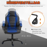 HOMCOM Bureaustoel sportstoel massagestoel draaistoel met warmtefunctie kantoor 2 kleuren(m-6)