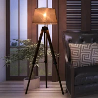HOMCOM staande lamp vloerlamp stalamp tripod in hoogte verstelbaar hout Scandinavisch(m-2)
