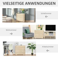HOMCOM commode met 4 schuiflades badkamerkast commode voor slaapkamer woonkamer eiken wit 76 x 35 x 72 cm(m-6)