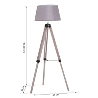 HOMCOM staande lamp vloerlamp stalamp tripod in hoogte verstelbaar hout Scandinavisch(m-3)