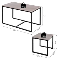 3-delige set bijzettafel salontafel nesttafel koffietafel metalen poot MDF naturel(m-3)
