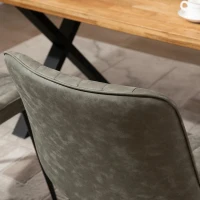 HOMCOM 2-delige set eetkamerstoel keukenstoel met rugleuning metalen poten retro-stijl kunstleer staal grijs 53 x 62 x 88 cm(m-9)