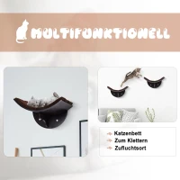 PawHut Kattenbed, kattenplank, kattenligplaats,kattenplank muur, wandmontage, pluchen bekleding MDF bruin(m-6)