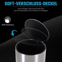 HOMCOM Prullenbak vuilnisbak pedaalemmer binnenemmer 12 l soft close RVS PP(m-6)