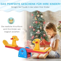 HOMCOM speeltuinwip met hertvorm kinderwip carrouselwip voor 1-4 jaar, kinderen kunststof veelkleurig 150 x 32 x 60 cm(m-6)