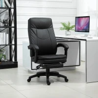 Vinsetto ergonomische bureaustoel met voetensteun, directiestoel, gestoffeerde rugleuning, zwart, 64 x 64 x 112-120 cm(m-2)