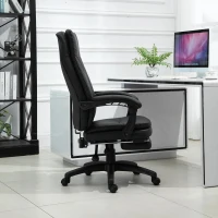 Vinsetto ergonomische bureaustoel met voetensteun, directiestoel, gestoffeerde rugleuning, zwart, 64 x 64 x 112-120 cm(m-4)