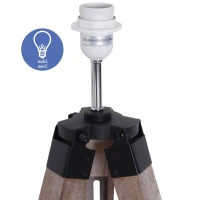 HOMCOM staande lamp vloerlamp stalamp tripod in hoogte verstelbaar hout Scandinavisch(m-6)