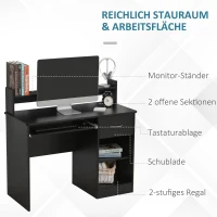 HOMCOM computertafel kantoortafel speeltafel PC-tafel met schuiflade E1-spaanplaat zwart 104 x 48 x 95,5 cm(m-6)