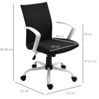 Vinsetto bureaustoel kantoorstoel mesh rugleuning met kantelfunctie hoofdsteun stoel thuiskantoor in hoogte verstelbaar ergonomisch 360° zwenkwielen schuimstof nylon zwart 61 x 61 x 89-99 cm(m-3)