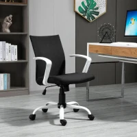 Vinsetto bureaustoel kantoorstoel mesh rugleuning met kantelfunctie hoofdsteun stoel thuiskantoor in hoogte verstelbaar ergonomisch 360° zwenkwielen schuimstof nylon zwart 61 x 61 x 89-99 cm(m-2)