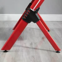 HOMCOM Gaming Computer Desk, with RGB LED Lights Racing Style Gaming Table with Cup Holder, Cable Management, Red(m-8)