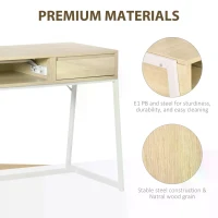 HOMCOM Modern Computer Desk with Lift Top for Home Office, Writing Desk with Drawer and Open Compartment, Natural(m-6)