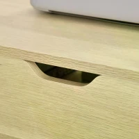 HOMCOM Modern Computer Desk with Lift Top for Home Office, Writing Desk with Drawer and Open Compartment, Natural(m-7)