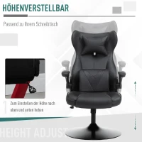 Vinsetto gamestoel ergonomische computerstoel bureaustoel bureaustoel met schommelfunctie en lendenkussen bureaustoel in hoogte verstelbaar, gepolsterde metalen zitting, zwart 67x75x112 cm(m-7)