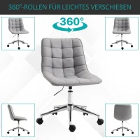 Vinsetto bureaustoel draaistoel bureaustoel in hoogte verstelbaar 360° draaibaar microfiber schuim lichtgrijs 60x 60x90 cm(m-4)