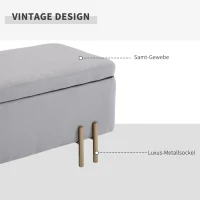 HOMCOM zitbank, gepolsterde bank met opbergruimte, kist, stof, metaal, schuimstof,lichtgrijs, 100 x 40 x 42 cm(m-6)