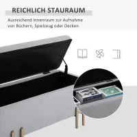 HOMCOM zitbank, gepolsterde bank met opbergruimte, kist, stof, metaal, schuimstof,lichtgrijs, 100 x 40 x 42 cm(m-7)