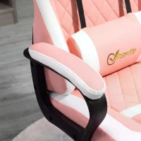 Vinsetto Pink Gaming Chair, Ergonomic with Lumbar Support, Headrest, Swivel Wheel, PVC Leather Gamer Desk Chair for Home Office(m-8)