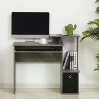 HOMCOM Particle Board Multi-Tier Computer Desk Grey(m-9)