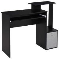 HOMCOM Computer Desk with Sliding Keyboard Tray Storage Drawer Shelf Home Office Workstation Black