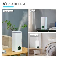 HOMCOM 2L Cool Mist Humidifier, Air Humidifier with 7-Colour Lights, 3 Mode, Auto Shut Off, 8-10 Working Hours for Home Bedroom, White(m-8)