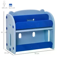 HOMCOM Kids Toy Storage Organizer Bookshelf Unit with 2-layer Storage Rack Blue(m-3)