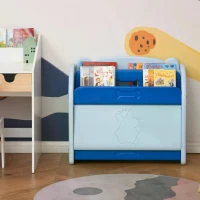 HOMCOM Kids Toy Storage Organizer Bookshelf Unit with 2-layer Storage Rack Blue(m-10)