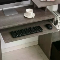 HOMCOM Particle Board Multi-Tier Computer Desk Grey(m-7)
