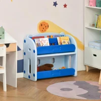 HOMCOM Kids Toy Storage Organizer Bookshelf Unit with 2-layer Storage Rack Blue(m-2)