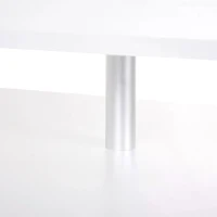 HOMCOM 2-Tier Coffee Table, Modern Living Room Table with Open Shelf, Centre Table with Metal Poles and Elevated Base, White(m-7)