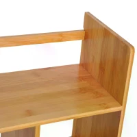 HOMCOM Desk Organiser Compartments Desktop Bookshelf Stationery Storage Shelf Document File Holder with 2 Drawers 2-way Reversed Use Bamboo(m-9)