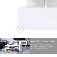 HOMCOM 2-Tier Coffee Table, Modern Living Room Table with Open Shelf, Centre Table with Metal Poles and Elevated Base, White(m-6)