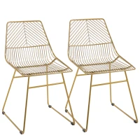 HOMCOM set van 2 eetkamerstoelen keukenstoelen met rugleuning en anti-slip poten voor woonkamer, studeerkamer en café, luxe, modern, metaal goud 46 x 56 x 80 cm(m-1)