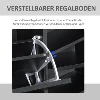 HOMCOM schoenenkast schoenenrek schoenenrek met 3 kleppen en trekstang 22-28 paar 80x24x120cm zwart(m-4)